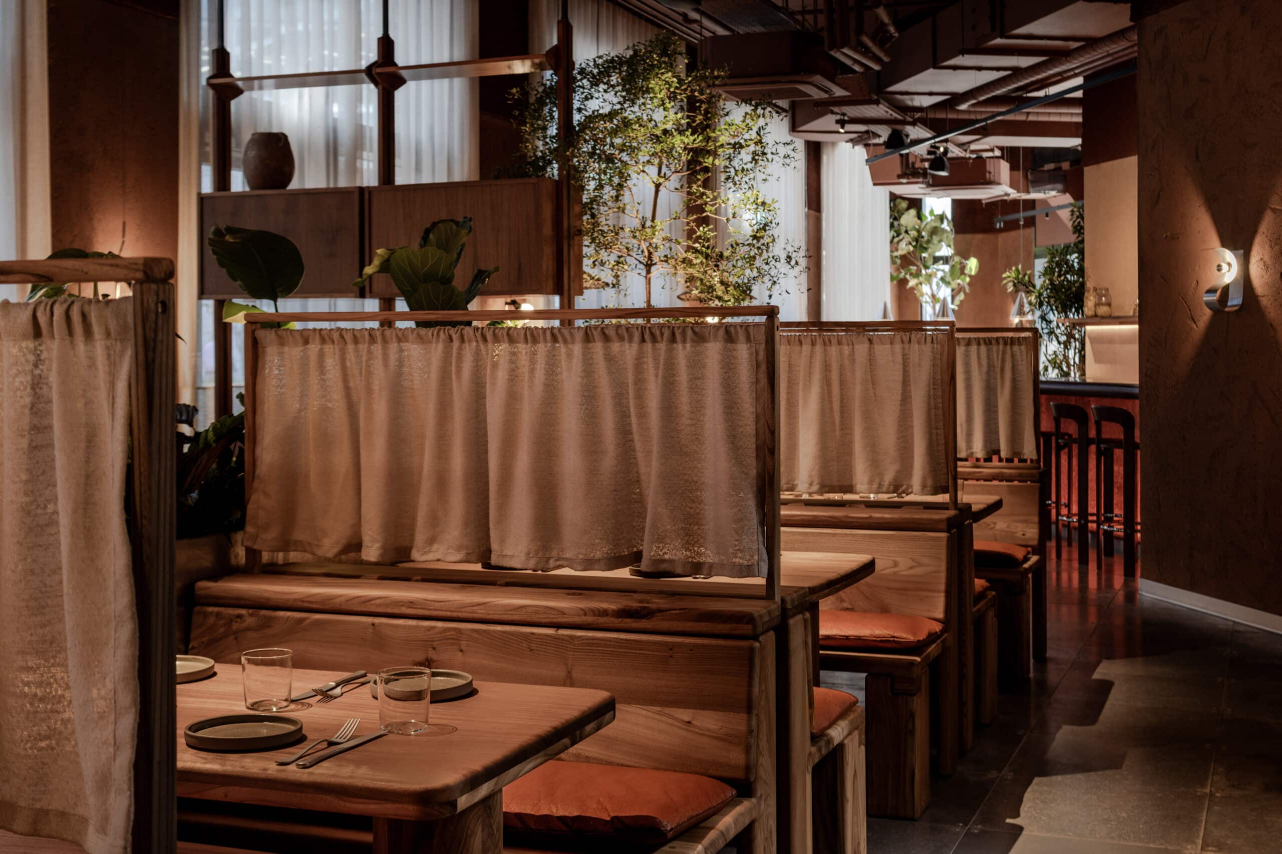 Group dining setup at Ara Restaurant in Aldgate East, ideal for events and private hire near Spitalfields.