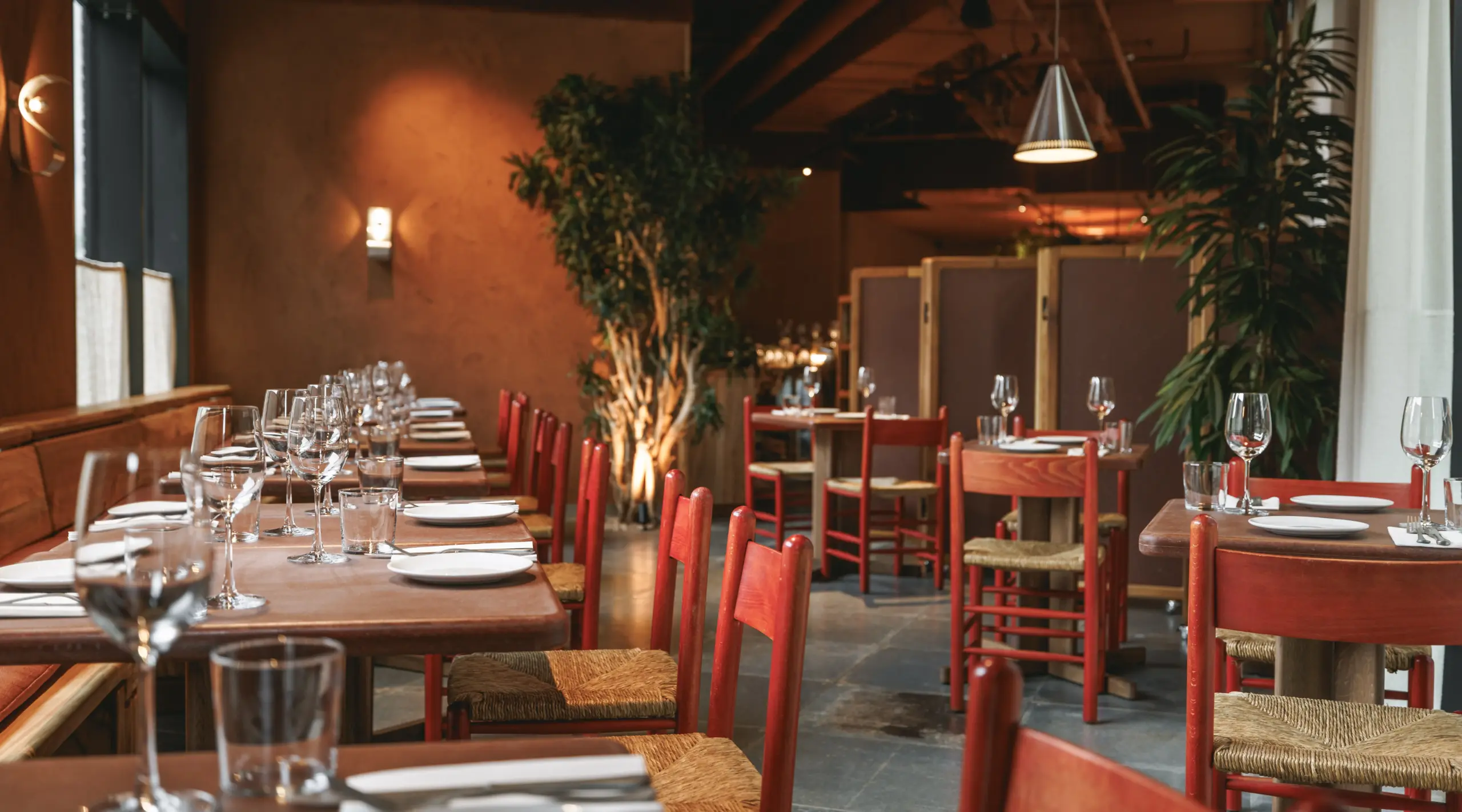 Warm and intimate private dining area at Ara Restaurant near Aldgate East, Shoreditch and Brick Lane.